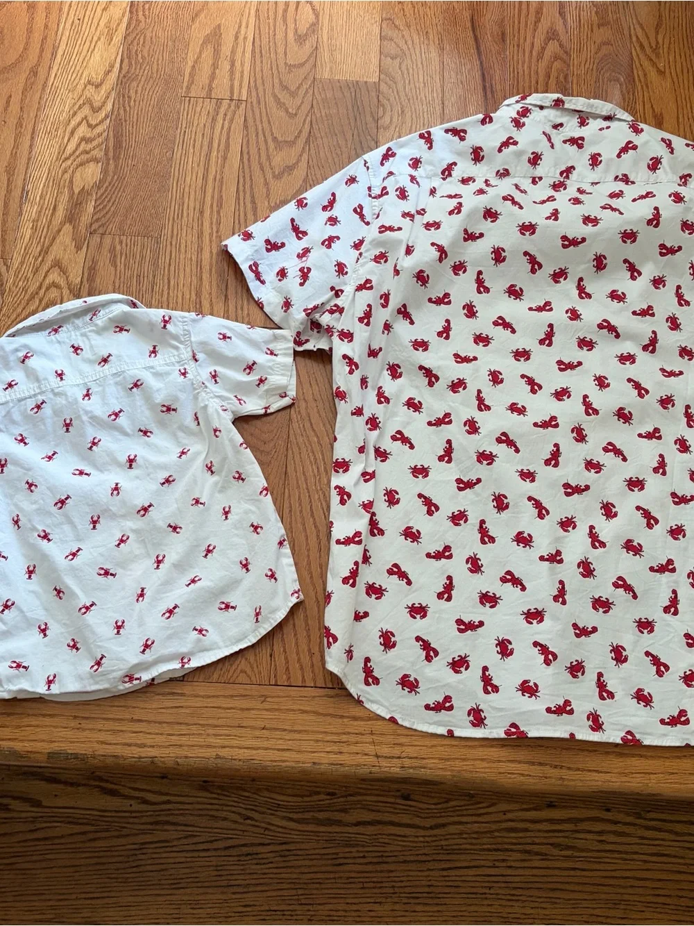 J.Crew Mens XL Red Lobster Print Shirt 2T Toddler Father and Son Set Nautical